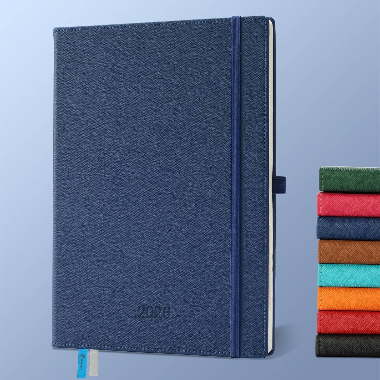 Weekly Monthly 2026 Planner (Jan.26-Dec.26),11.5"x8.5",12 Months Agenda Plan with Month Tabs & Pocket,Expenses/Note Pages, Appointment Book Calendar with Hardcover Vegan Leather Cover,Blue