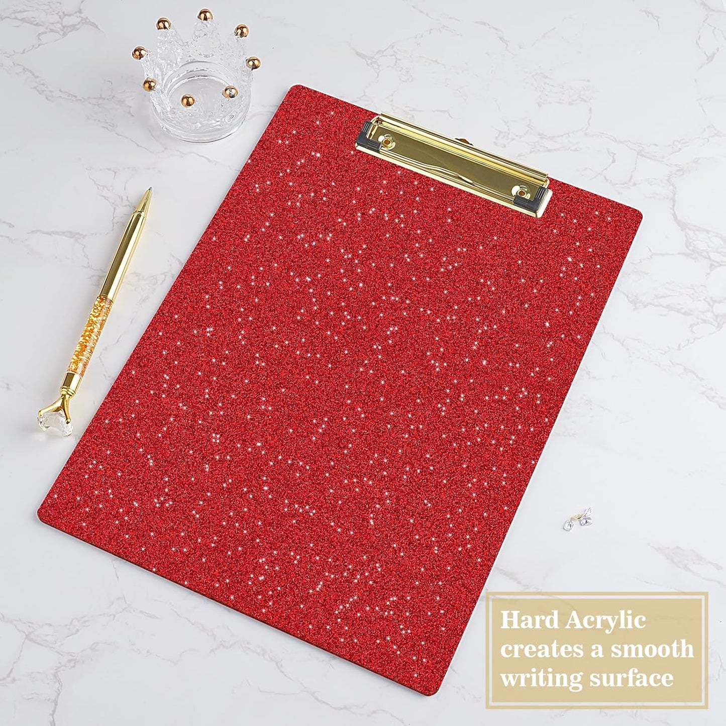 Hongri Plastic Acrylic Glitter Clipboard, 8.5x11" Stardard Letter A4 Size Clipboards for Classroom, Taecher, Women.Cute Confetti Clip Board, Office Supplies, School Supplies.