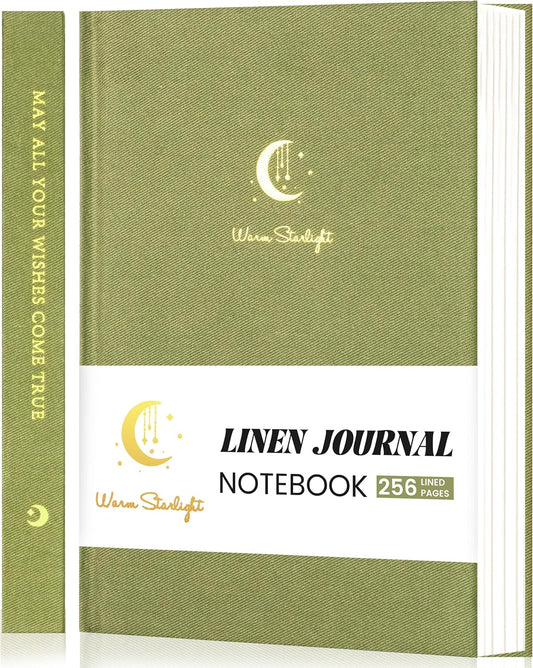 CAGIE Lined Journal Notebook for Women Men, A5 Hardcover Linen Journals For Writing 256 Pages, Aesthetic Womens Diary, Gifts 8.3'' x 5.7'' Olive