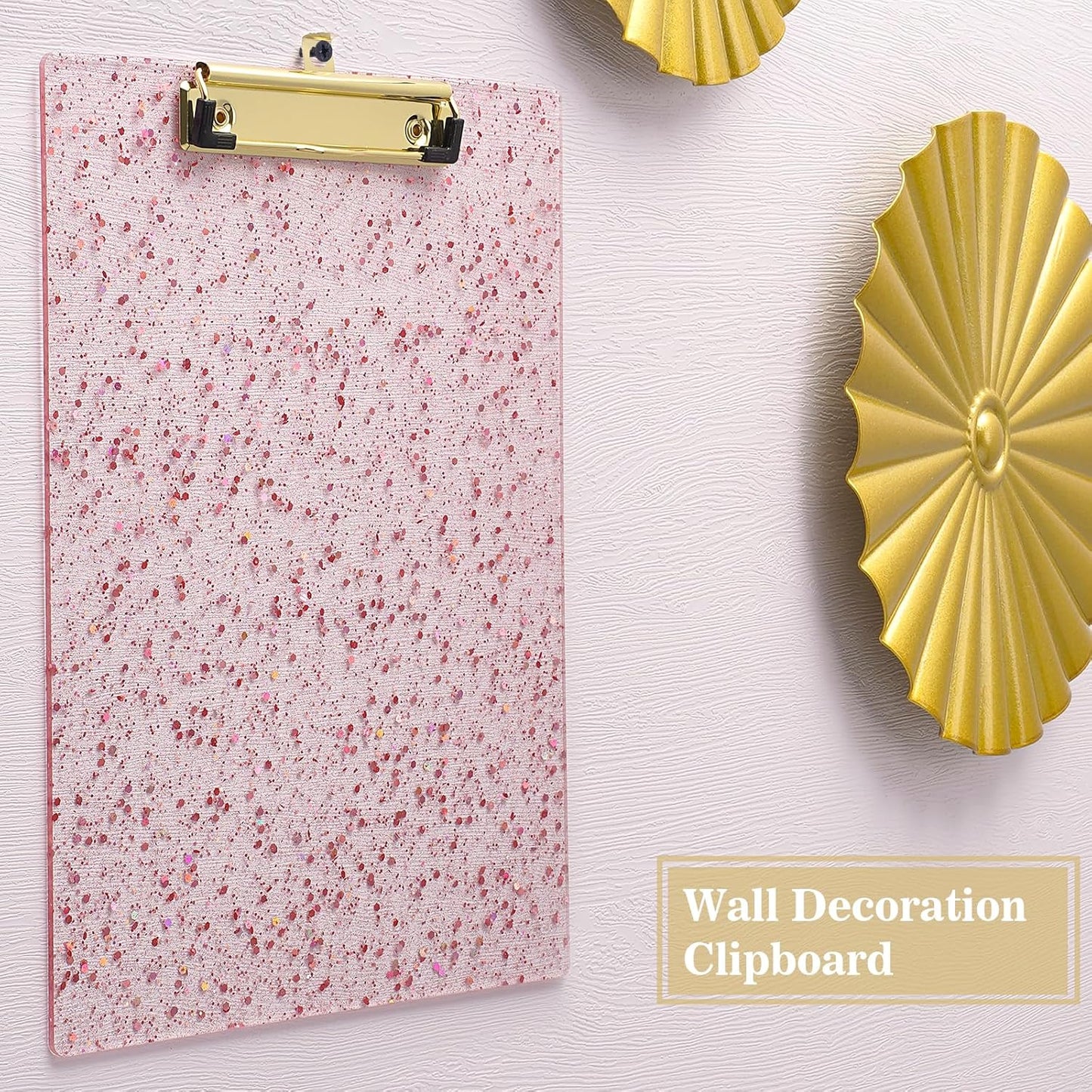 Hongri Plastic Acrylic Glitter Clipboard, 8.5x11" Stardard Letter A4 Size Clipboards for Classroom, Taecher, Women.Cute Confetti Clip Board, Office Supplies, School Supplies.