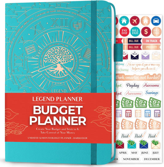 Legend Budget Planner – Financial Organizer Book. Money Account & Expense Tracker Notebook Journal for Household Monthly Budgeting (Turquoise)