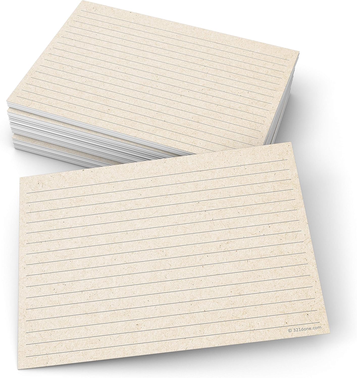 321Done Jumbo Rustic Index Cards - Made in USA - Large Size 5x7 Horizontal (Set of 50), Kraft Tan College-Ruled Lined Notecards Double-Sided, Thick Heavy Duty Cardstock, Simple Note Cards Lines, XL