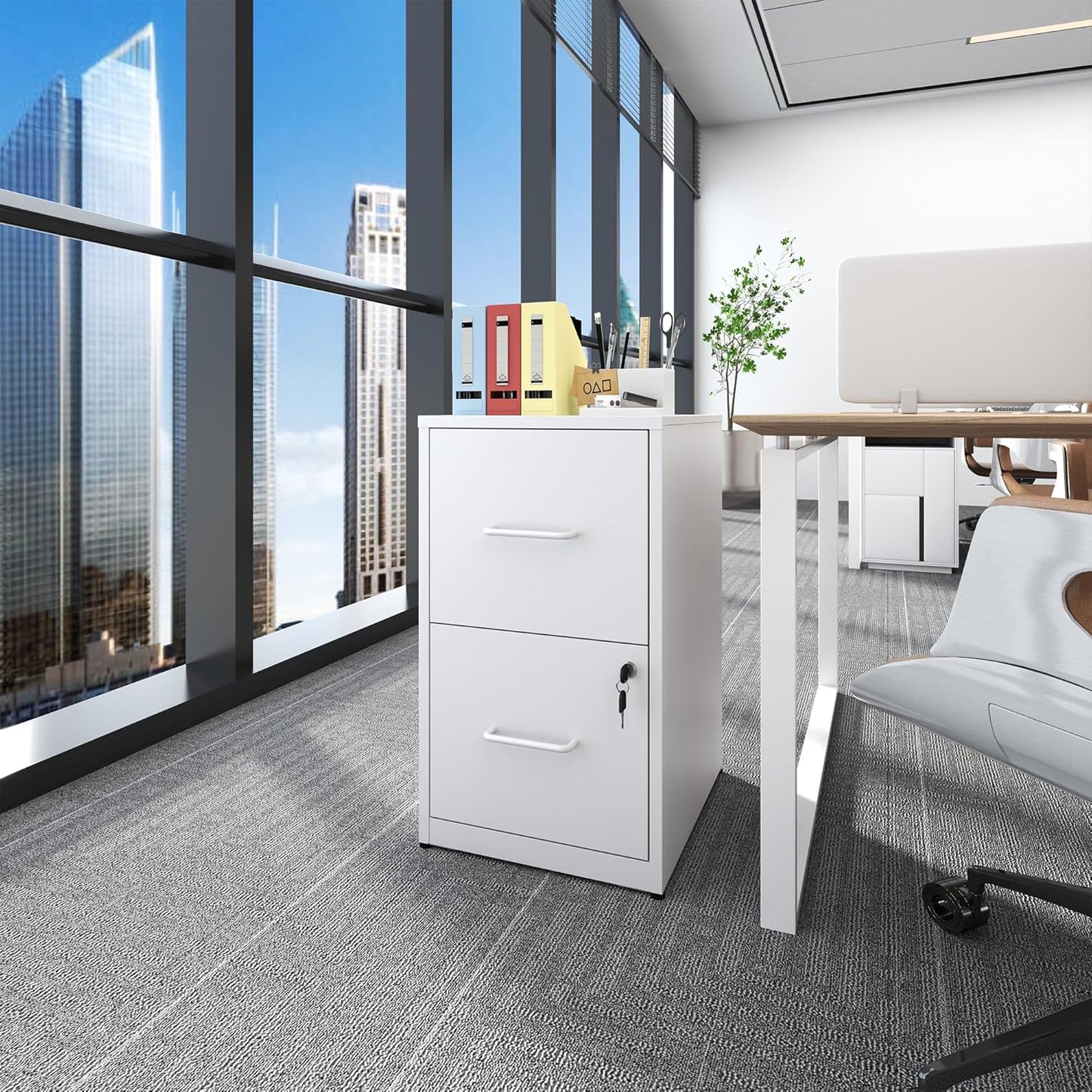 Metal File Cabinet with Drawer Heavy Duty Home Office Steel Vertical Filing Lockable Cabinets for Legal/Letter Size,Assembly Required