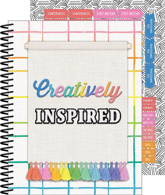 Carson Dellosa Creatively Inspired Planner 2025-2026, Undated 8" x 11" Lesson Plan Book With Stickers, Class Schedule, Weekly Calendar, Homeschool and Classroom Must Haves, Boho School Supplies