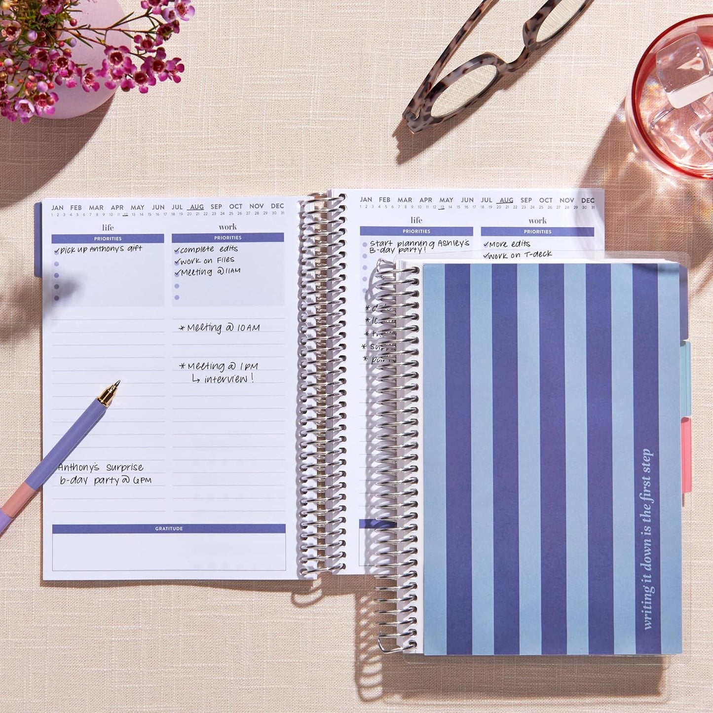 Erin Condren A5 Spiral Work Life Balance Journal | Features Pages of Thick, Bleed Resistant 80 lb. Paper to Boost Productivity