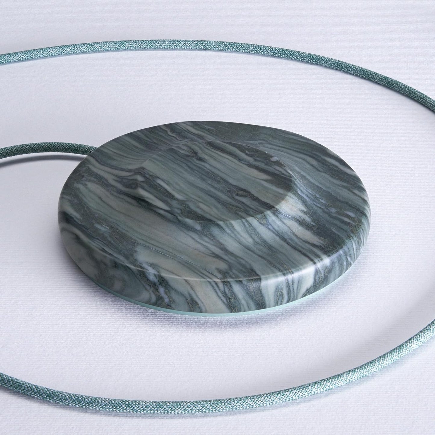 Einova Classic Stone – Marble Wireless Charging Pad Designed in Italy, Integrated 6 ft USB-C Cable, Smartphones, Wireless Earbuds, Smartwatches – Pine Verde Alpi Marble