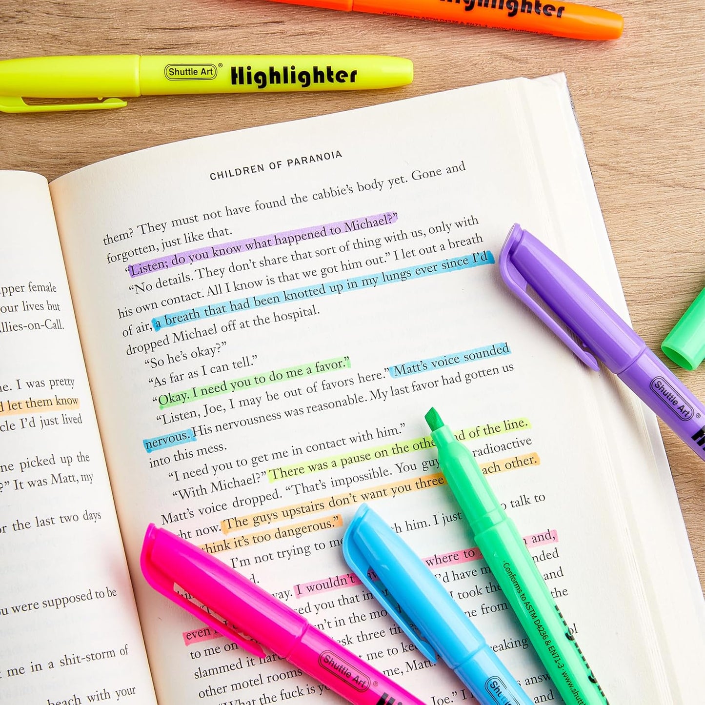 Shuttle Art 216 Pack Highlighters, Highlighters Assorted Colors Set, 6 Bright Colors Chisel Tip Dry-Quickly Non-Toxic Highlighter Markers Bulk for Adults Kids Highlighting in Home School Office