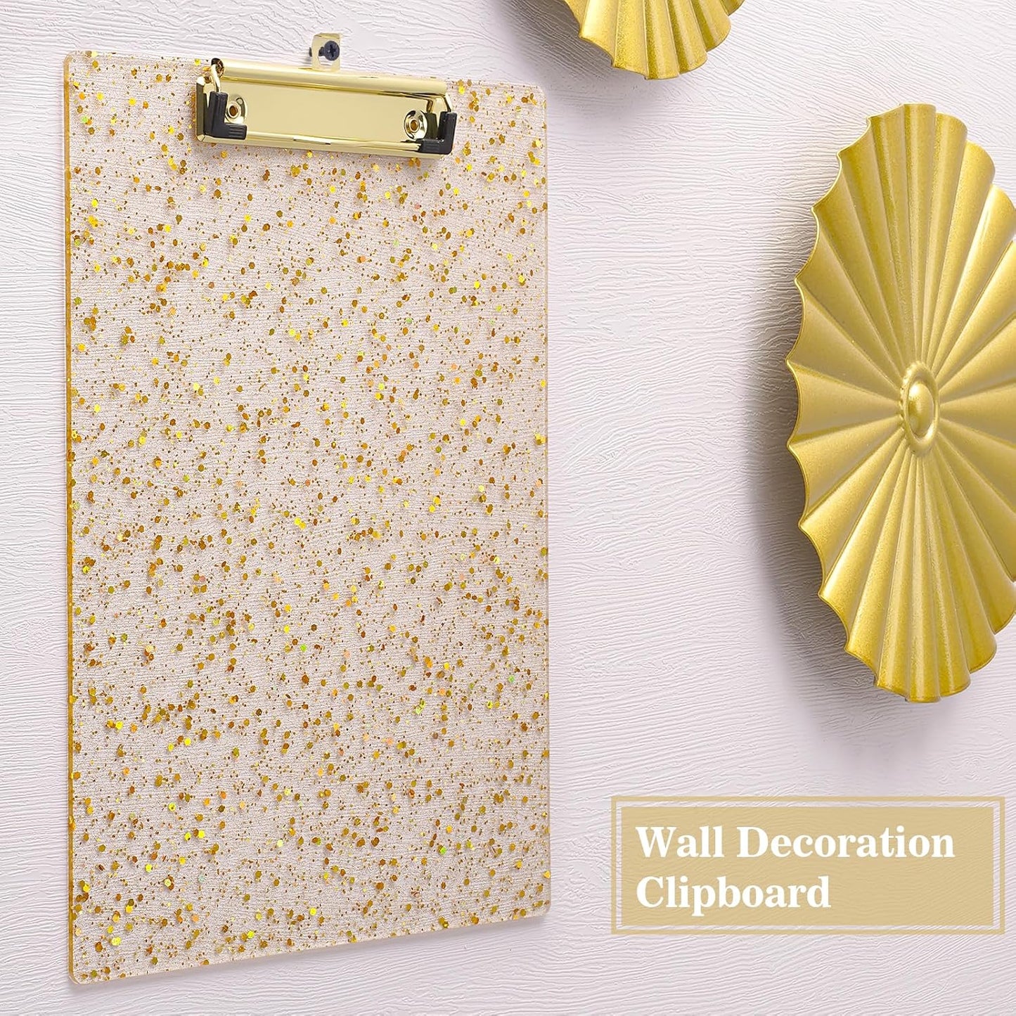 Hongri Plastic Acrylic Glitter Clipboard, 8.5x11" Stardard Letter A4 Size Clipboards for Classroom, Taecher, Women.Cute Confetti Clip Board, Office Supplies, School Supplies.