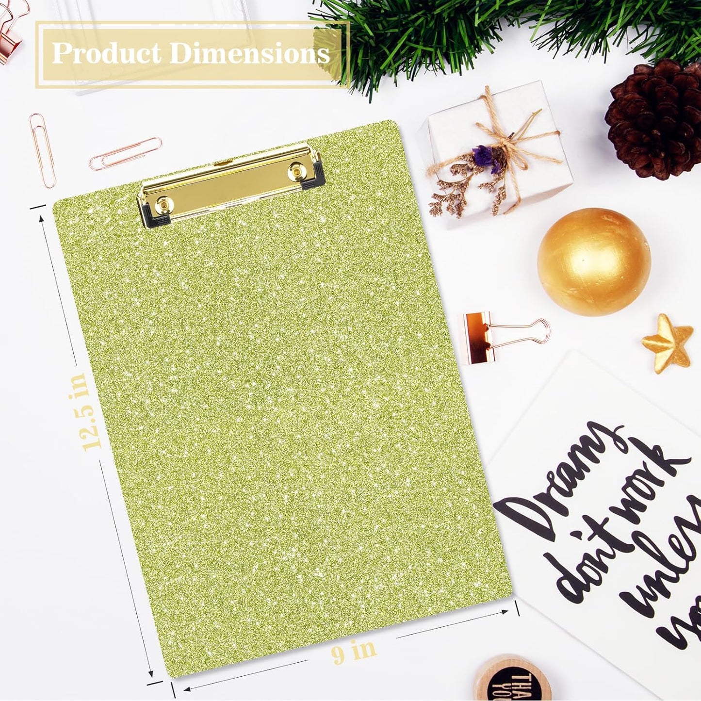 Hongri Plastic Acrylic Glitter Clipboard, 8.5x11" Stardard Letter A4 Size Clipboards for Classroom, Taecher, Women.Cute Confetti Clip Board, Office Supplies, School Supplies.