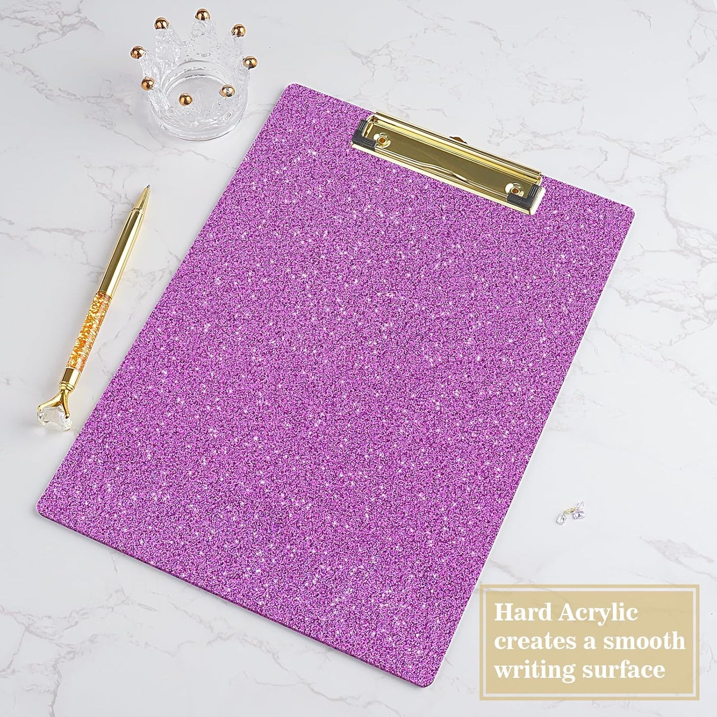 Hongri Plastic Acrylic Glitter Clipboard, 8.5x11" Stardard Letter A4 Size Clipboards for Classroom, Taecher, Women.Cute Confetti Clip Board, Office Supplies, School Supplies.