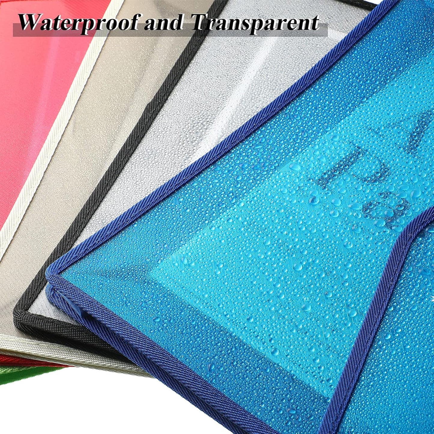10 Pieces Plastic File Folders Envelope Expanding File Wallet Organizer Documents Folder with Snap Closure and Pocket, A4 Size Waterproof Transparent Pouch(Multicolor,Horizontal)