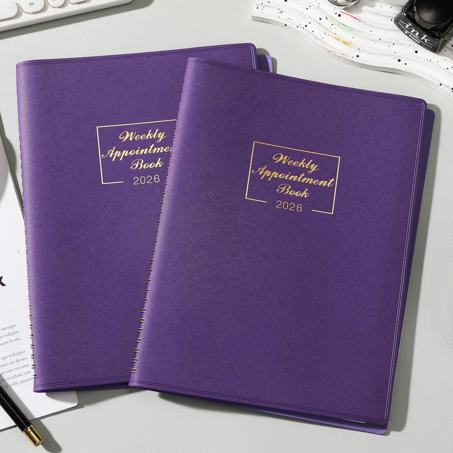 2026 Weekly Appointment Book - Daily Planner 2026 from January 2026 - December 2026, 8.5" x 11", 15-Minute Interval, Flexible Leather Cover, 12 Monthly Tabs, Back Pocket