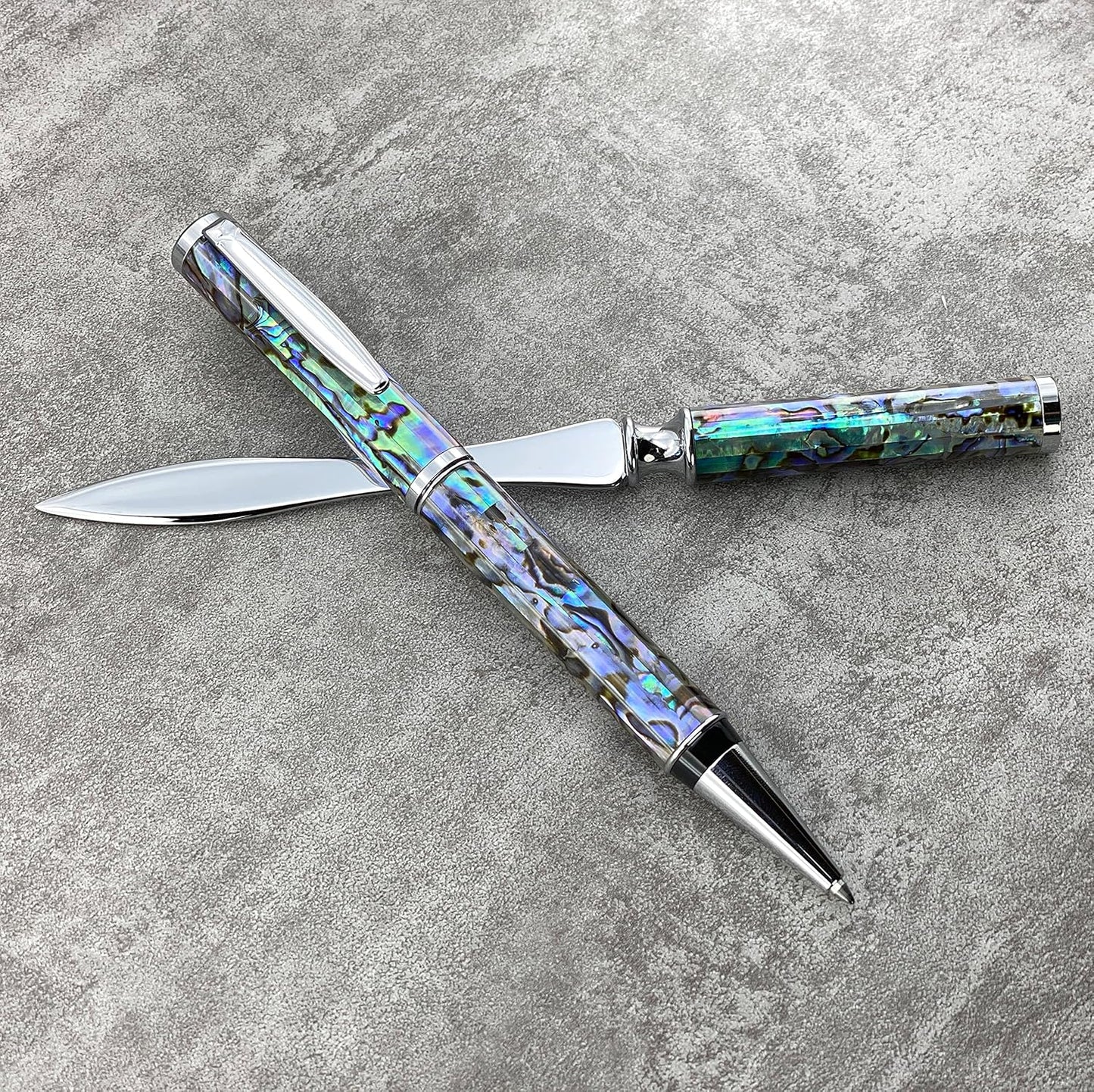 LACHIEVA LUX Luxury Abalone Shell Ballpoint Pen & Letter Opener Set, Elegant Gift for Men & Women, Great for Christmas and Special Occasions